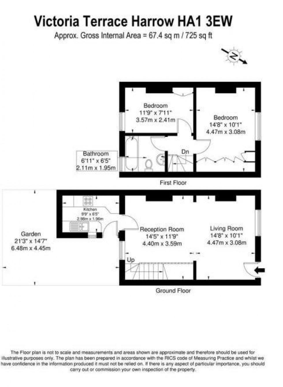 Floorplan for Victoria Terrace, Harrow-On-The-Hill, HA1 3EW