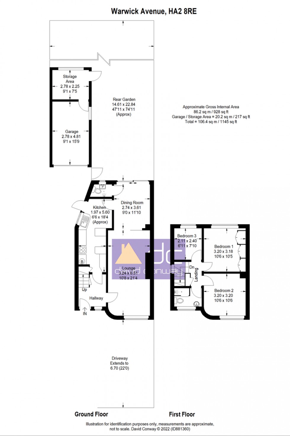 Floorplan for Warwick Avenue, Harrow, HA2 8RE