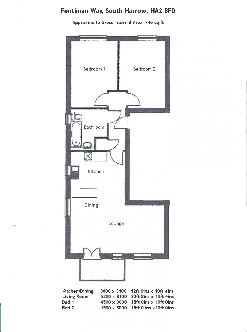 Floorplan for Fentiman Way, South Harrow, HA2 8FD