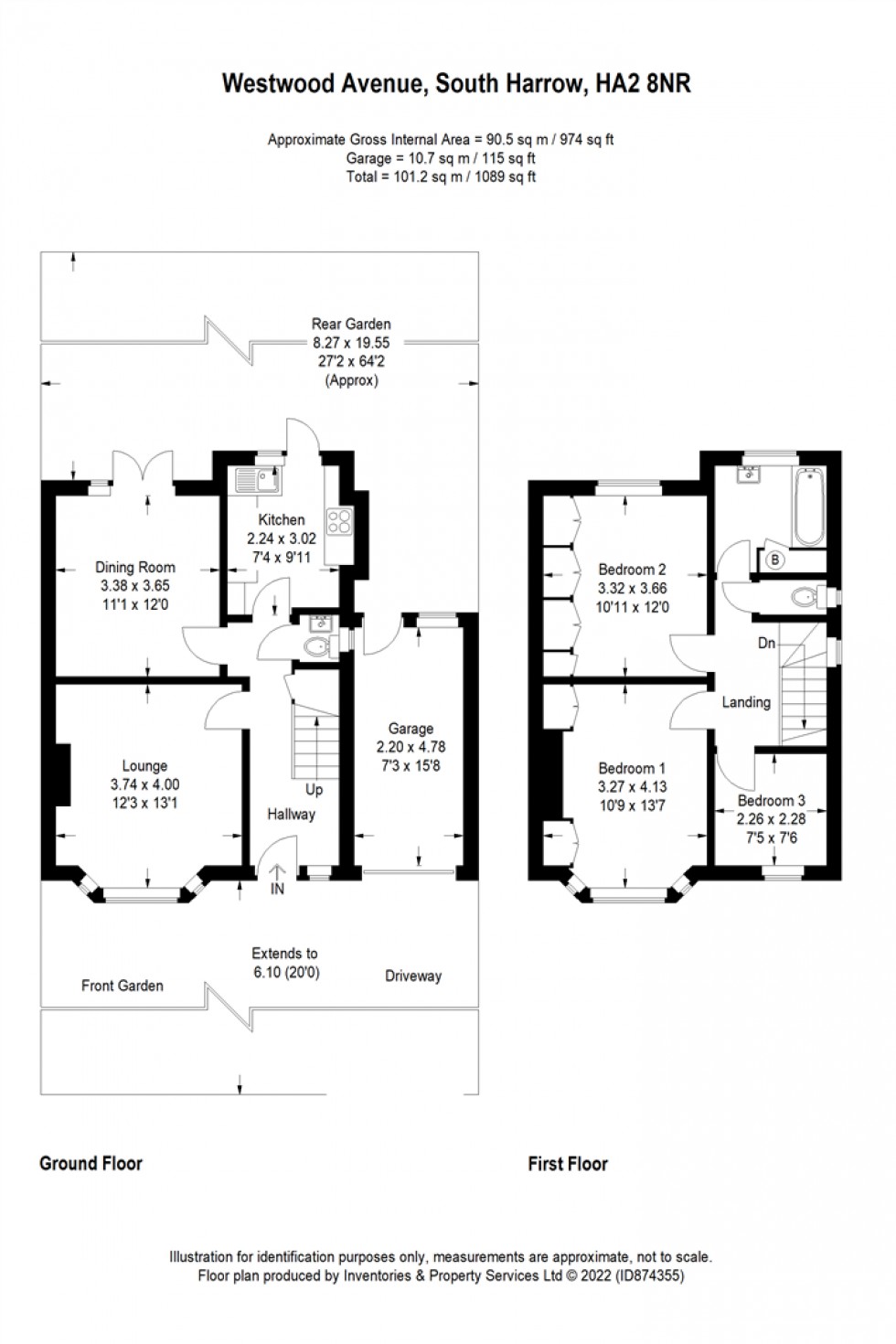 Floorplan for Westwood Avenue, South Harrow, HA2 8NR