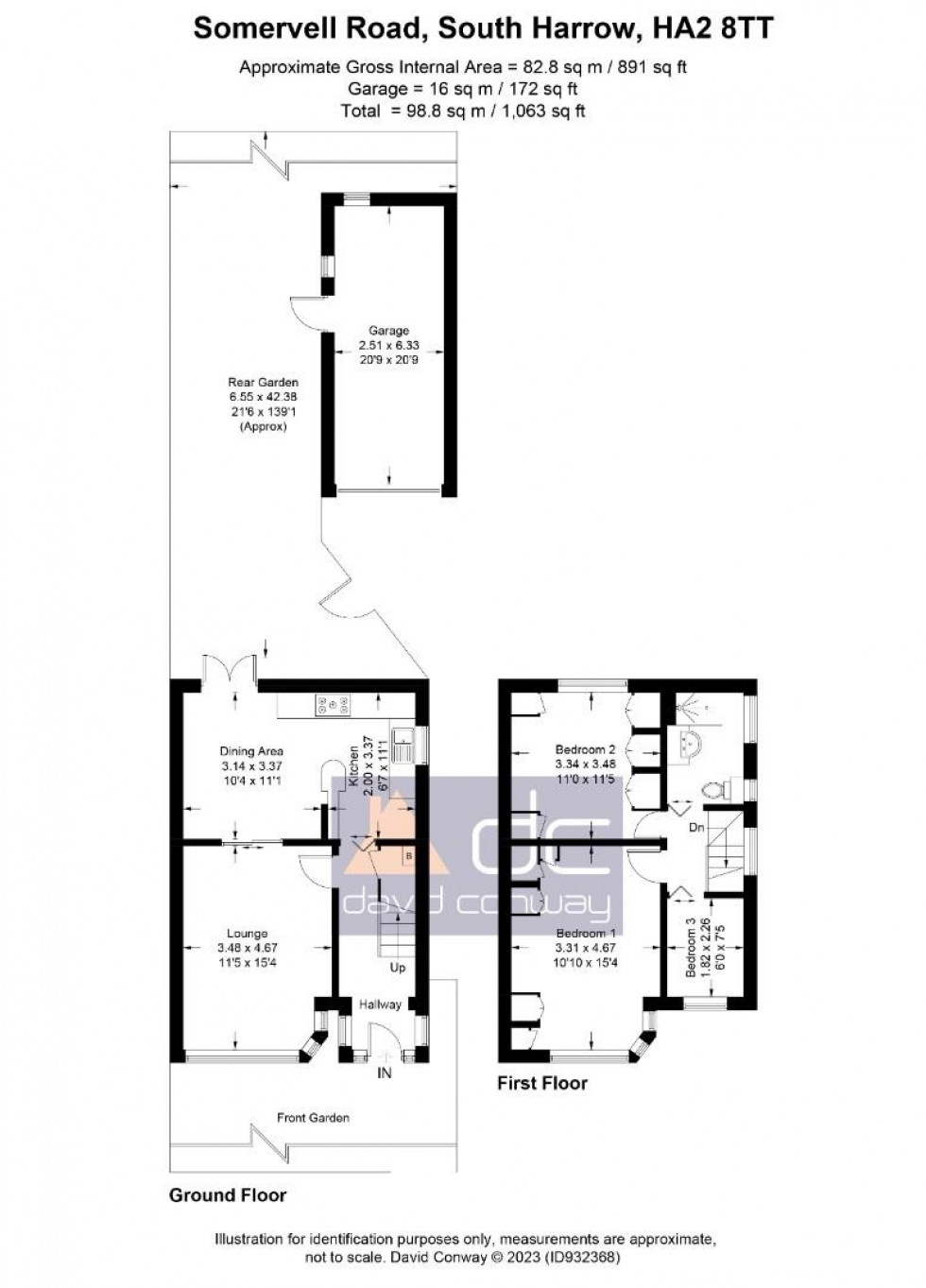 Floorplan for Somervell Road, Harrow, HA2