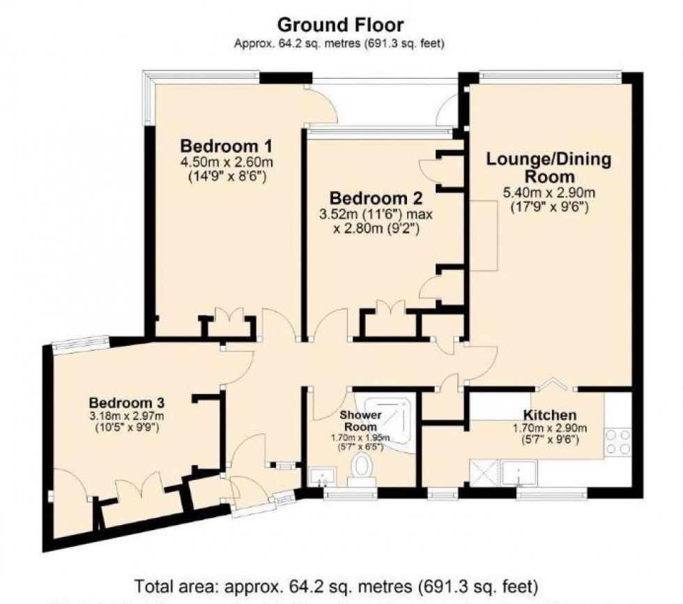 Floorplan for Sheridan Court, Whitton Avenue West, Northolt, UB5 4JU