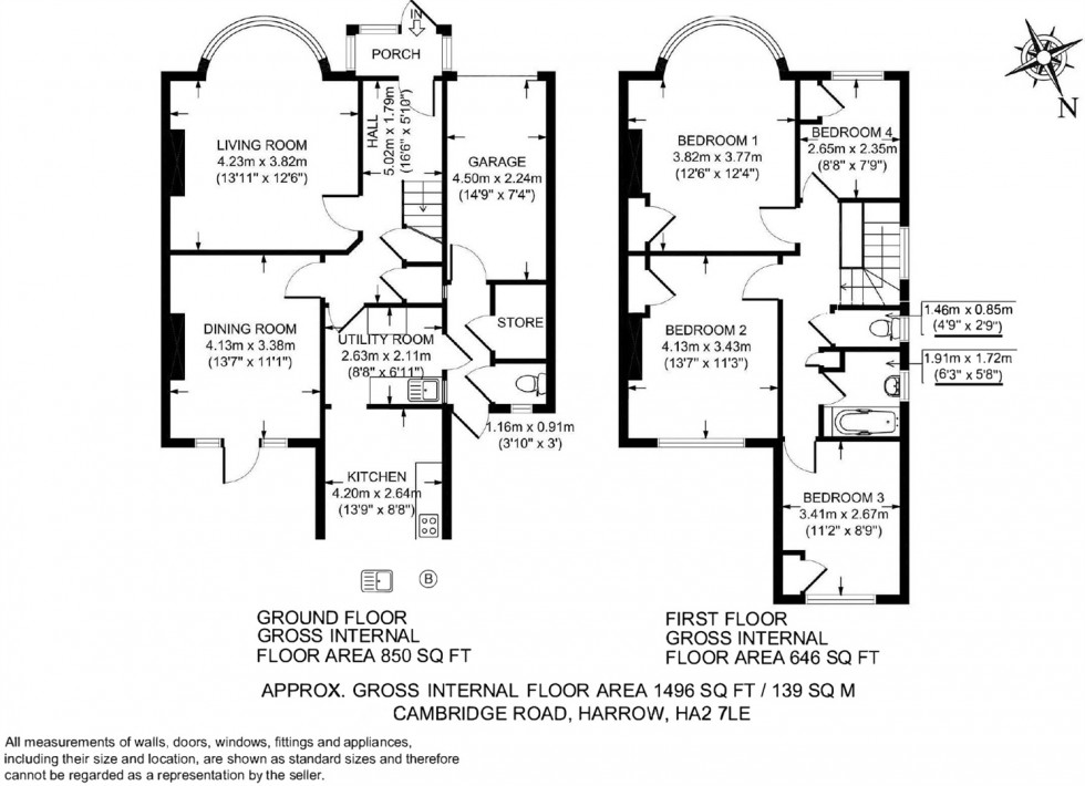 Floorplan for Cambridge Road, Harrow, HA2 7LE