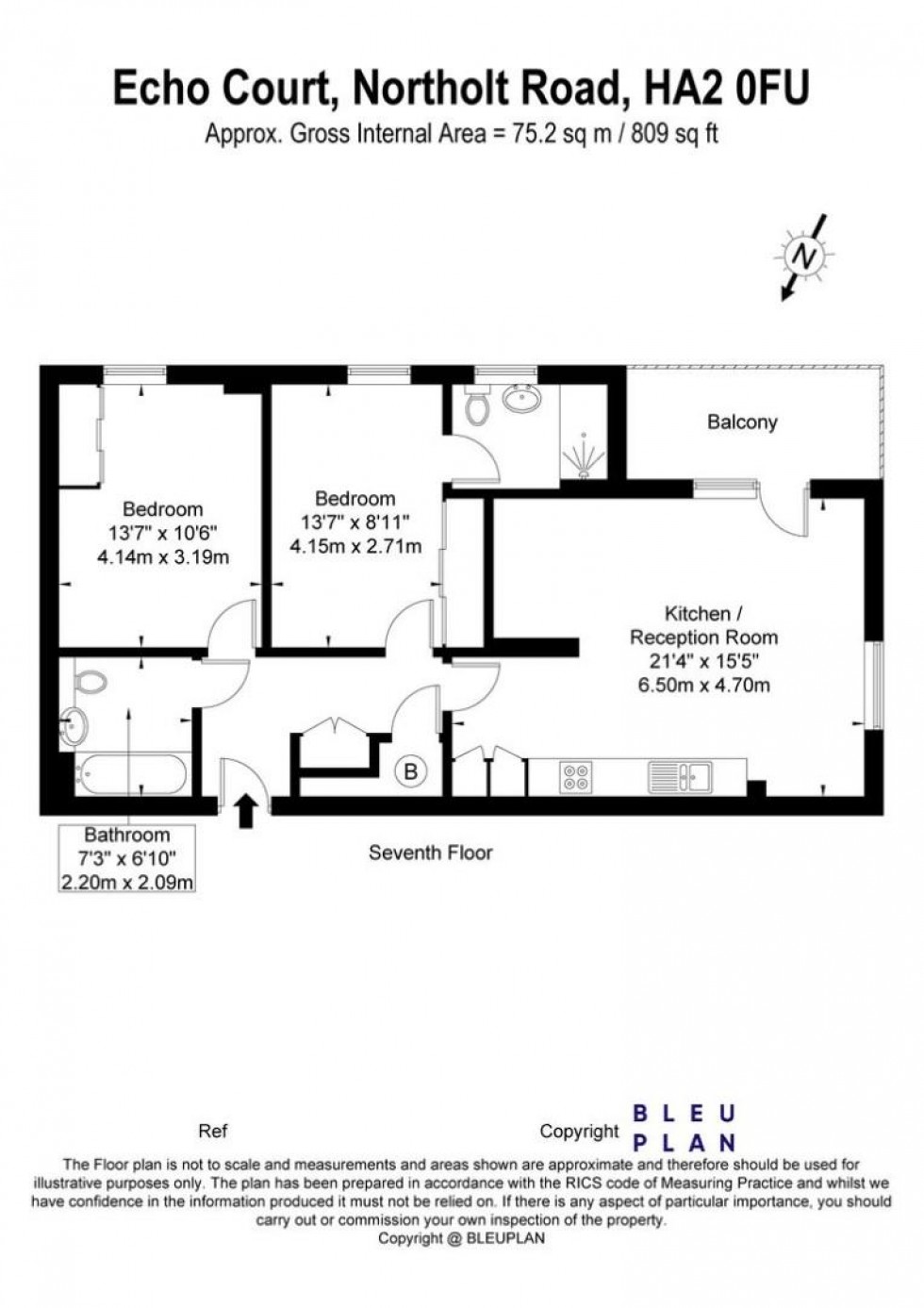 Floorplan for Echo court, Northolt Road, Harrow, HA2 0FU