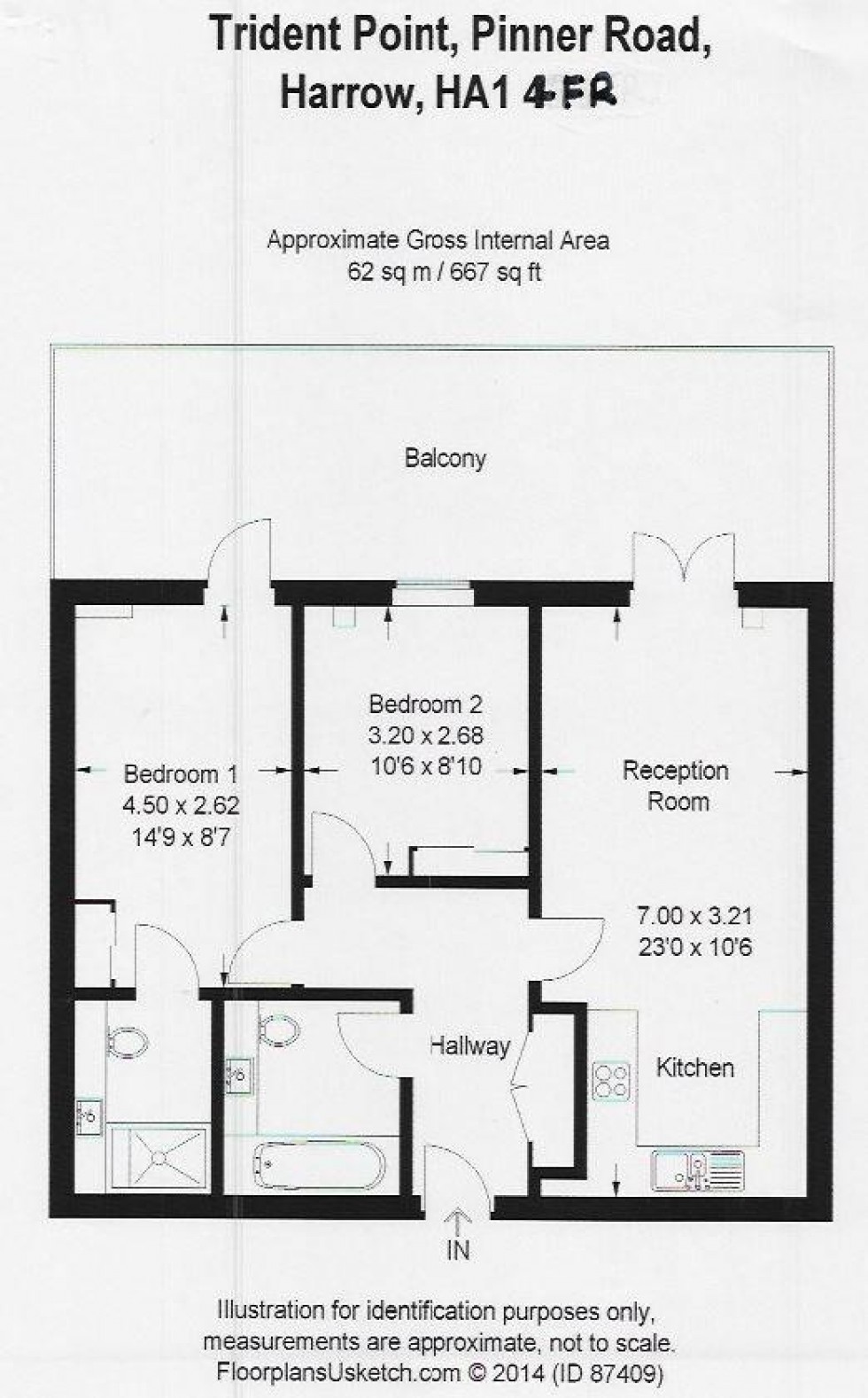 Floorplan for Trident Point, Pinner Road, Harrow