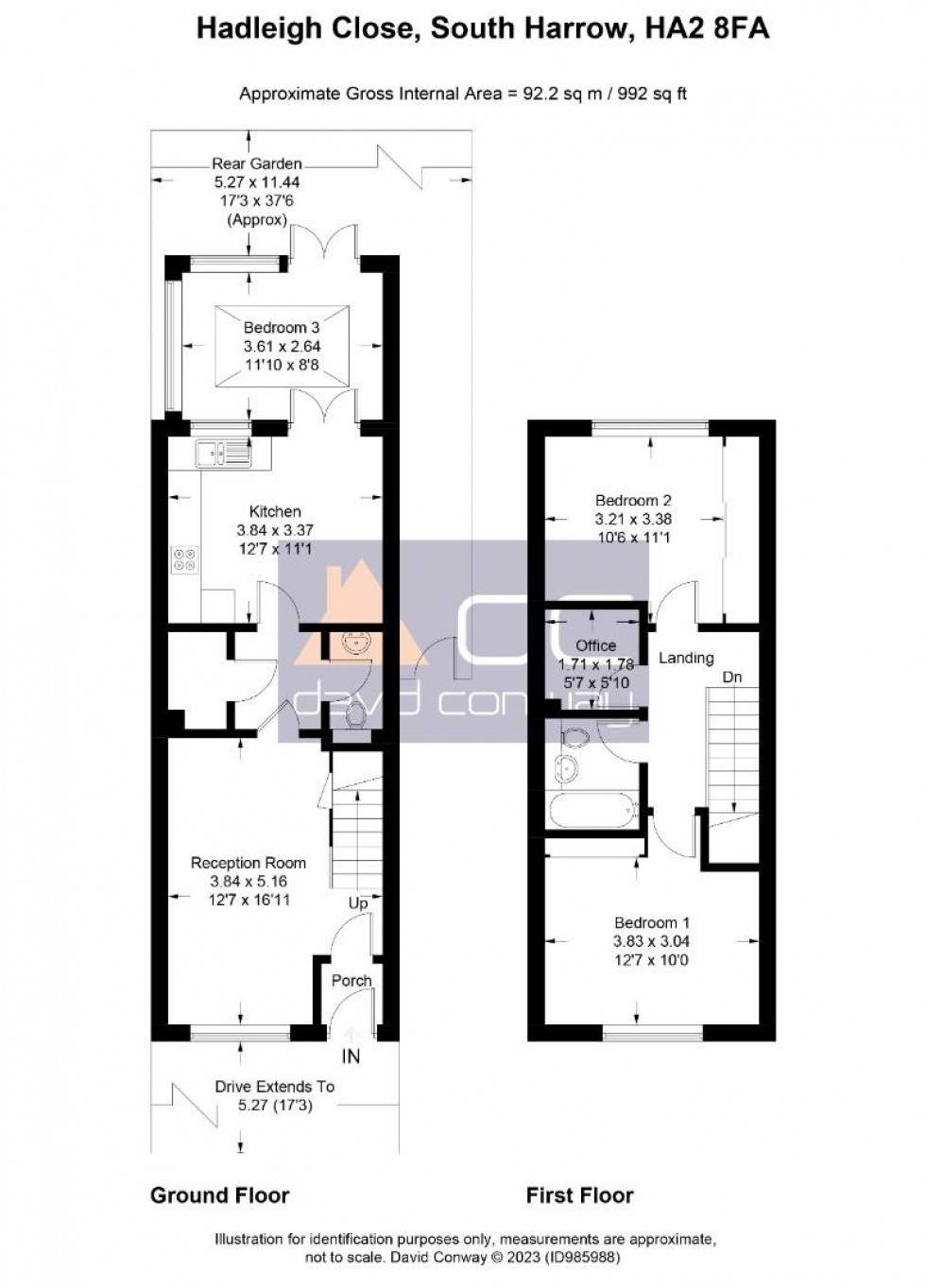 Floorplan for Hadleigh Close, Harrow, HA2 8FA