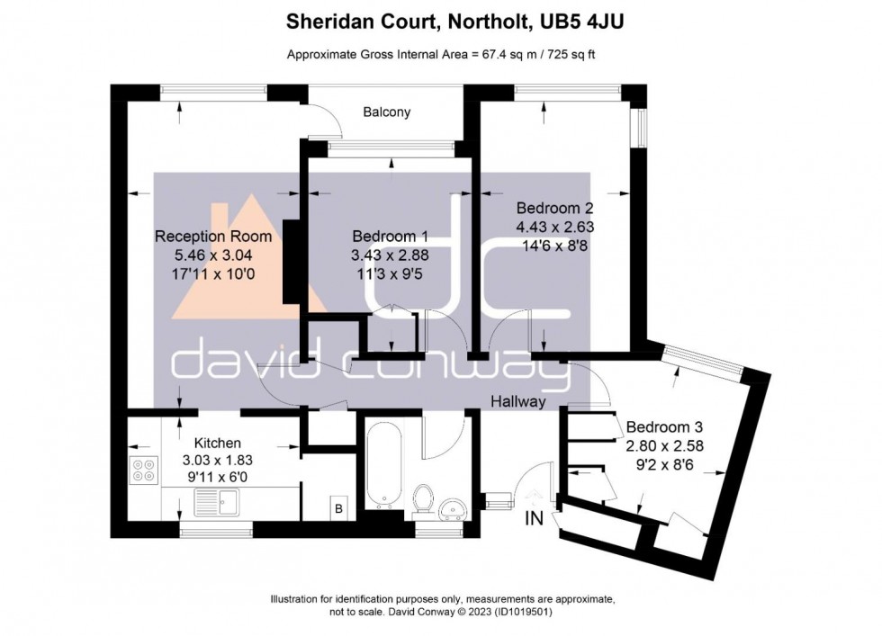 Floorplan for Sheridan Court, Whitton Avenue West, Northolt, UB5 4JU