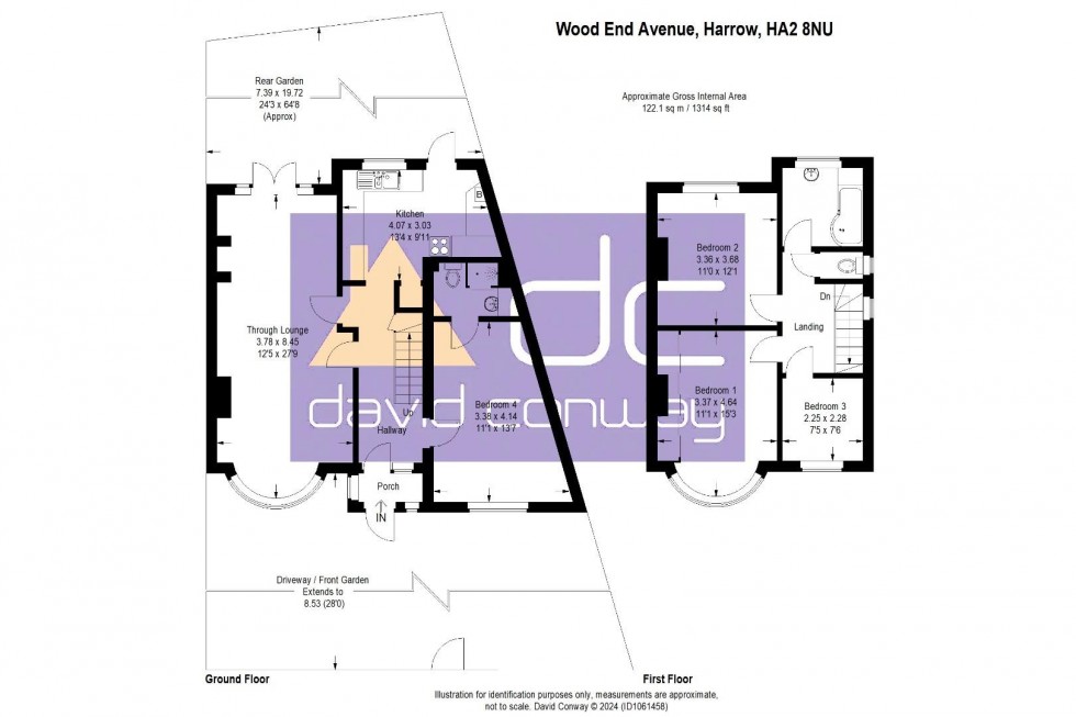 Floorplan for Wood End Avenue, Harrow, HA2 8NU