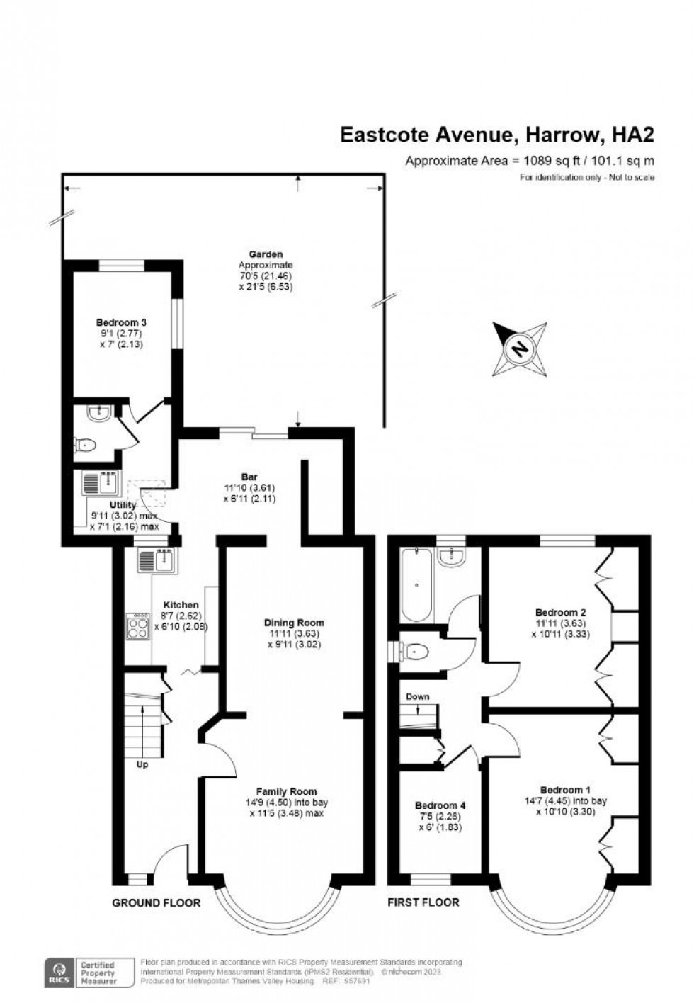 Floorplan for Eastcote Avenue, Harrow, HA2 8AJ