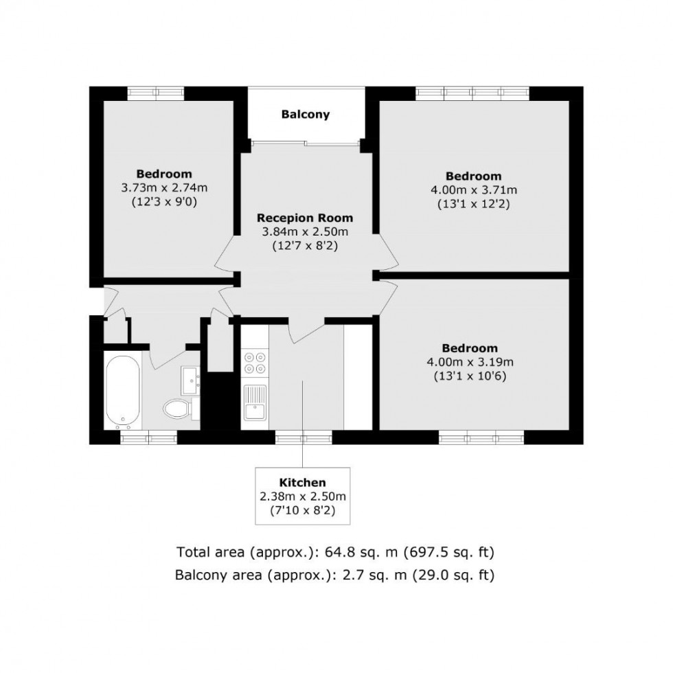 Floorplan for Grange Court, Old Ruislip Road, Northolt, UB5 6QJ